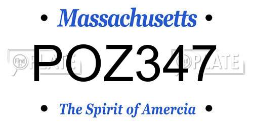 POZ347 Massachusetts License Plate