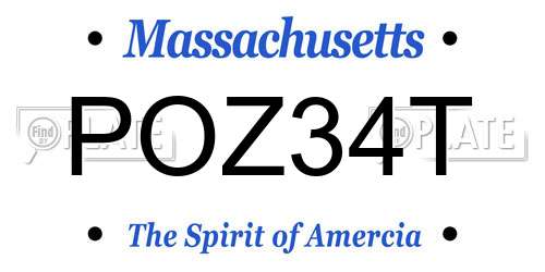POZ34T Massachusetts License Plate