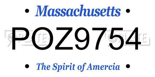 POZ9754 Massachusetts License Plate