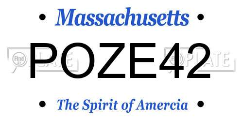 POZE42 Massachusetts License Plate