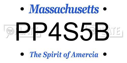 PP4S5B Massachusetts License Plate