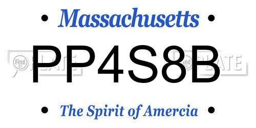 PP4S8B Massachusetts License Plate