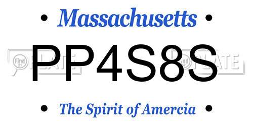 PP4S8S Massachusetts License Plate