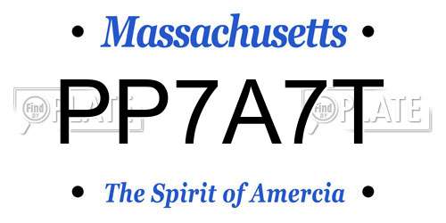 PP7A7T Massachusetts License Plate