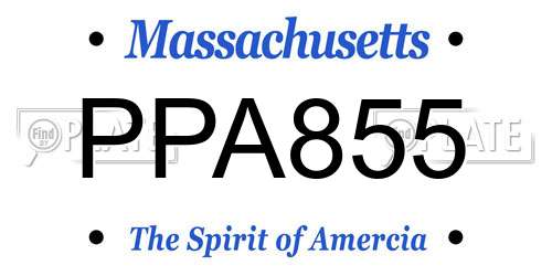 PPA855 Massachusetts License Plate