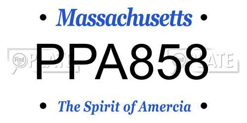 PPA858 Massachusetts License Plate