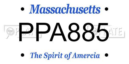 PPA885 Massachusetts License Plate