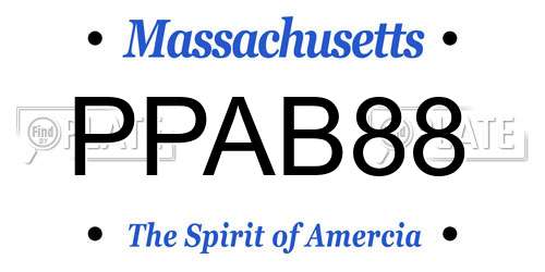 PPAB88 Massachusetts License Plate