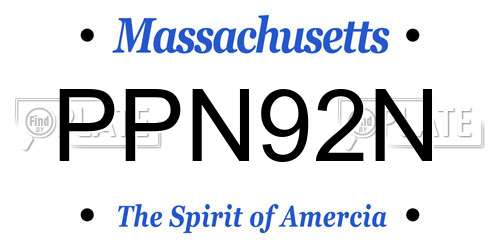 PPN92N Massachusetts License Plate