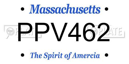 PPV462 Massachusetts License Plate