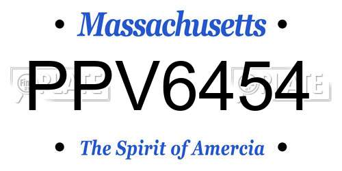 PPV6454 Massachusetts License Plate