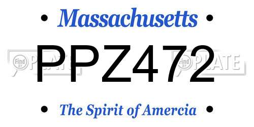 PPZ472 Massachusetts License Plate