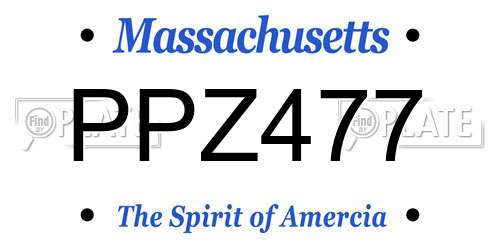 PPZ477 Massachusetts License Plate