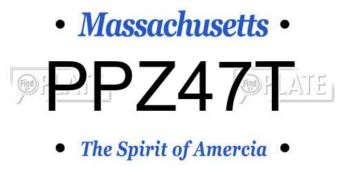 PPZ47T Massachusetts License Plate