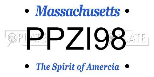 PPZI98 Massachusetts License Plate