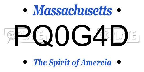 PQ0G4D Massachusetts License Plate
