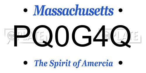 PQ0G4Q Massachusetts License Plate