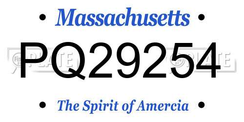 PQ29254 Massachusetts License Plate