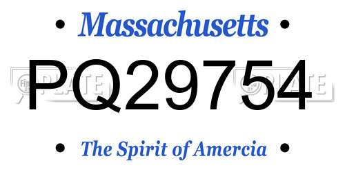 PQ29754 Massachusetts License Plate