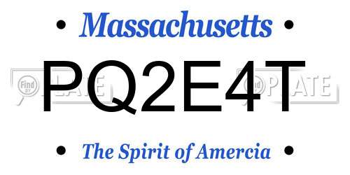PQ2E4T Massachusetts License Plate