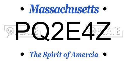 PQ2E4Z Massachusetts License Plate