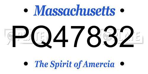 PQ47832 Massachusetts License Plate