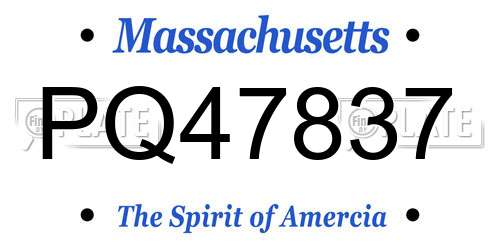 PQ47837 Massachusetts License Plate
