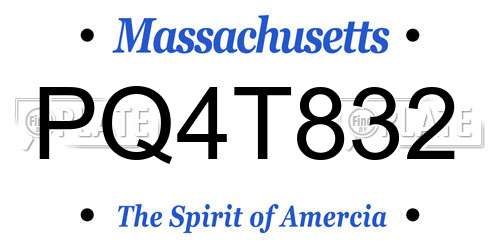 PQ4T832 Massachusetts License Plate