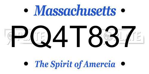 PQ4T837 Massachusetts License Plate