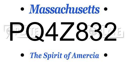 PQ4Z832 Massachusetts License Plate