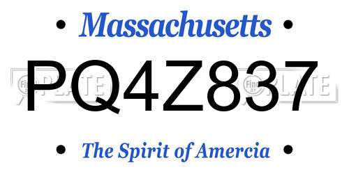 PQ4Z837 Massachusetts License Plate
