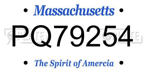 PQ79254 Massachusetts License Plate