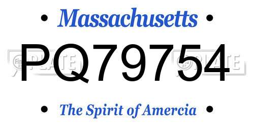 PQ79754 Massachusetts License Plate