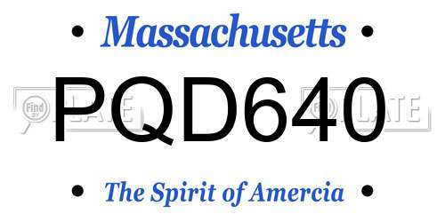 PQD640 Massachusetts License Plate