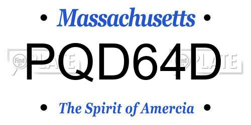 PQD64D Massachusetts License Plate