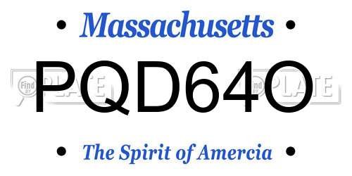PQD64O Massachusetts License Plate