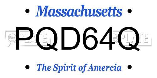 PQD64Q Massachusetts License Plate