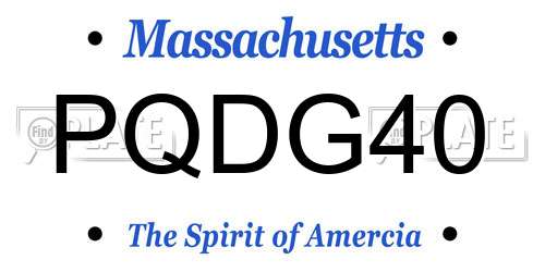 PQDG40 Massachusetts License Plate