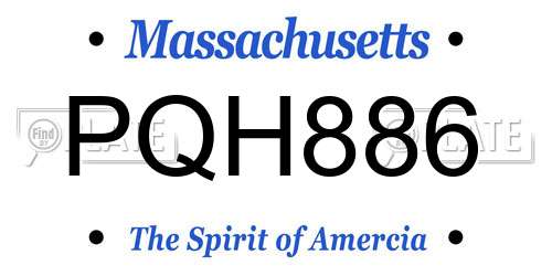 PQH886 Massachusetts License Plate