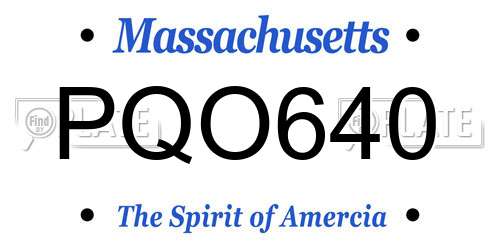 PQO640 Massachusetts License Plate