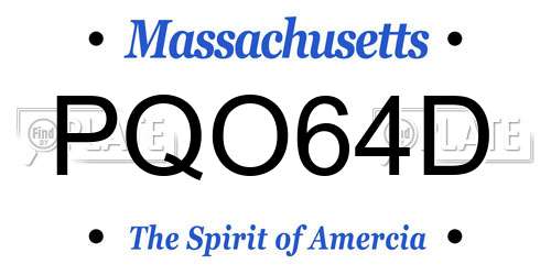 PQO64D Massachusetts License Plate