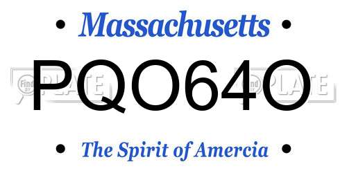 PQO64O Massachusetts License Plate