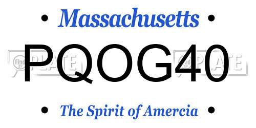 PQOG40 Massachusetts License Plate