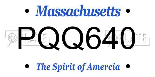PQQ640 Massachusetts License Plate
