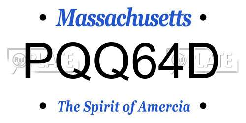 PQQ64D Massachusetts License Plate
