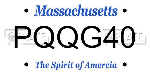 PQQG40 Massachusetts License Plate