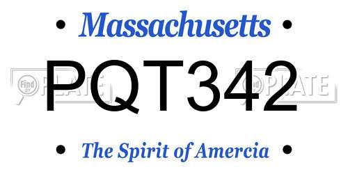 PQT342 Massachusetts License Plate
