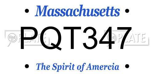 PQT347 Massachusetts License Plate
