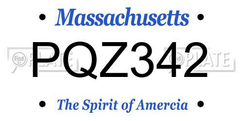 PQZ342 Massachusetts License Plate