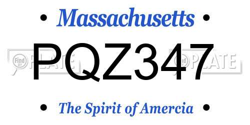PQZ347 Massachusetts License Plate